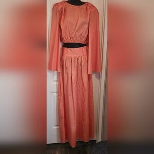PrettyLittleThing Orange Maxi A-Line Skirt Set Size 4 NWT